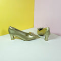 Spool Heel Court Shoes Gold - toastitoes 