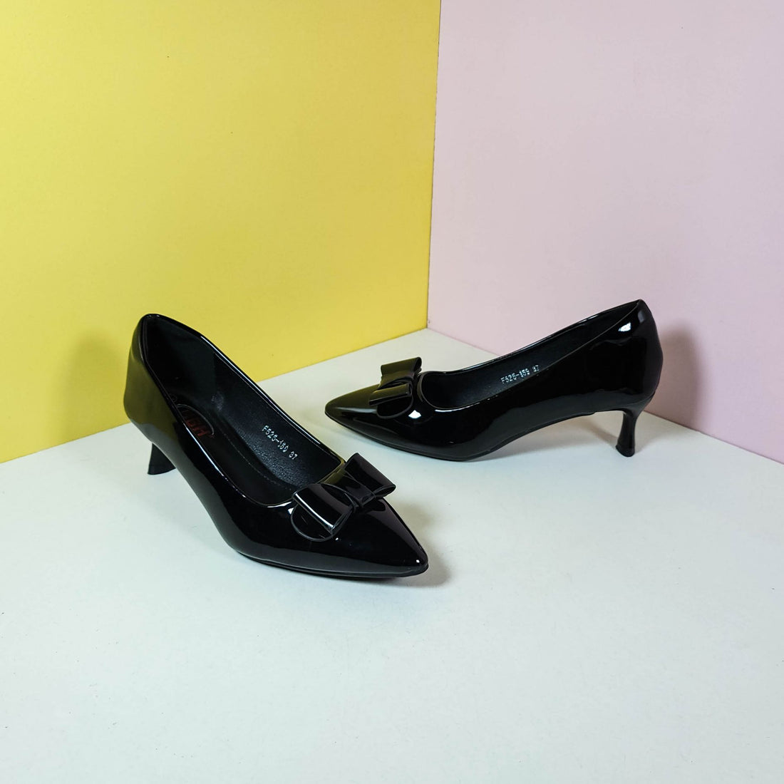 Plain Tie Kitten Heels Black - toastitoes 