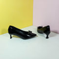 Plain Tie Kitten Heels Black - toastitoes 