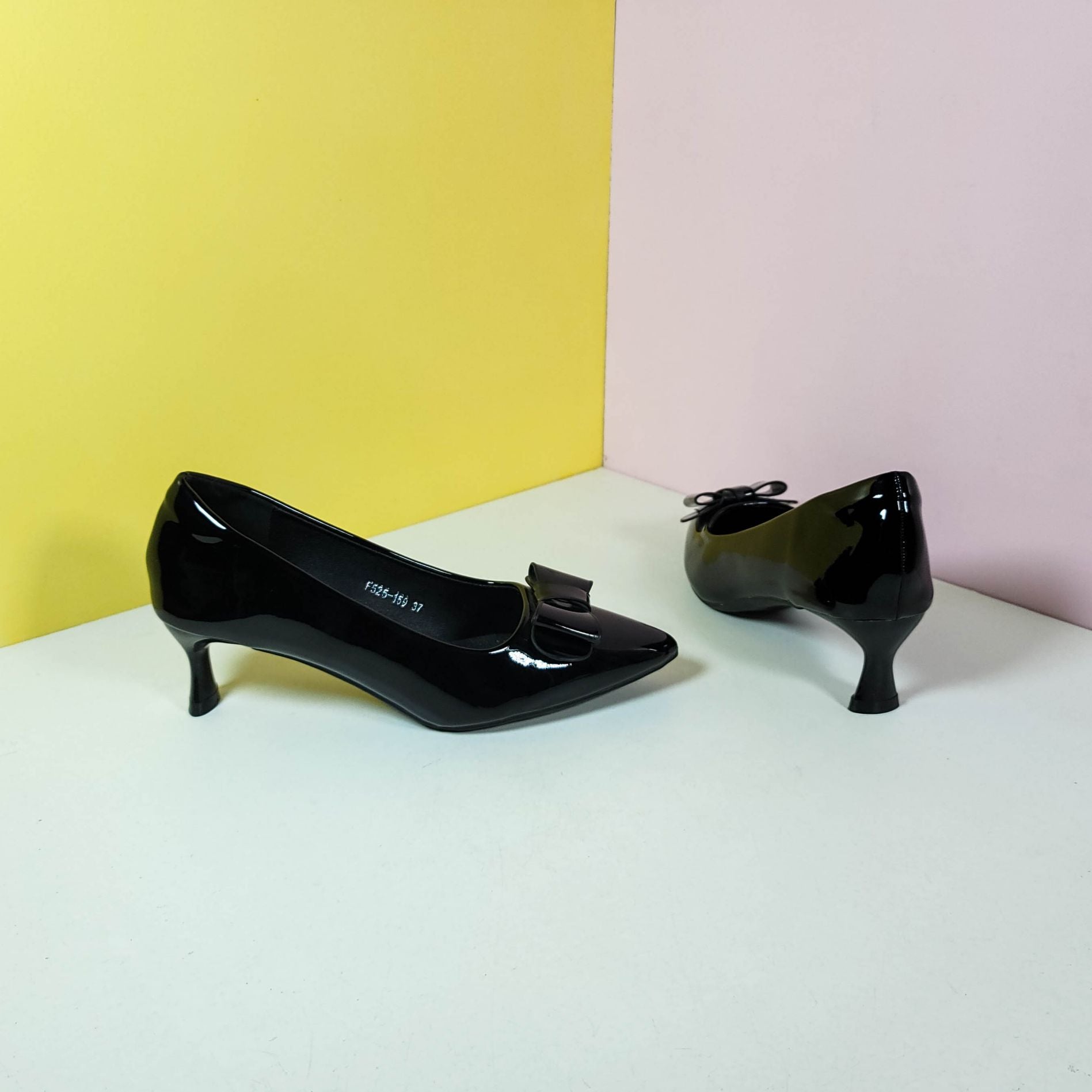 Plain Tie Kitten Heels Black - toastitoes 