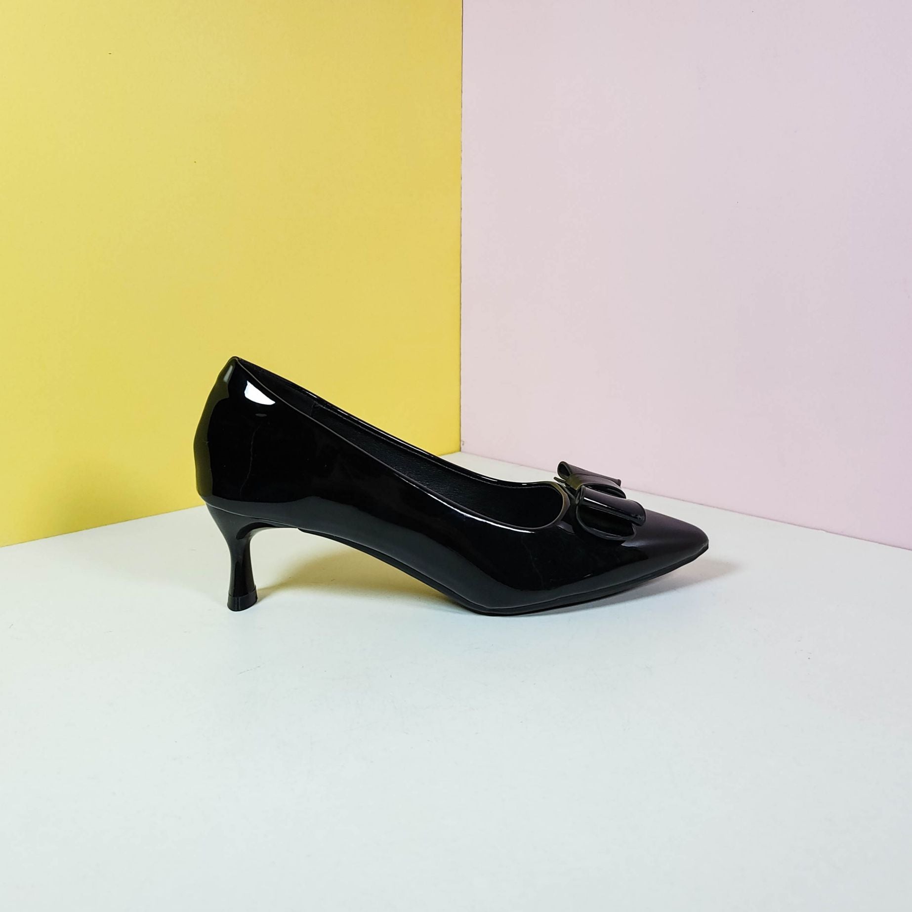 Plain Tie Kitten Heels Black - toastitoes 