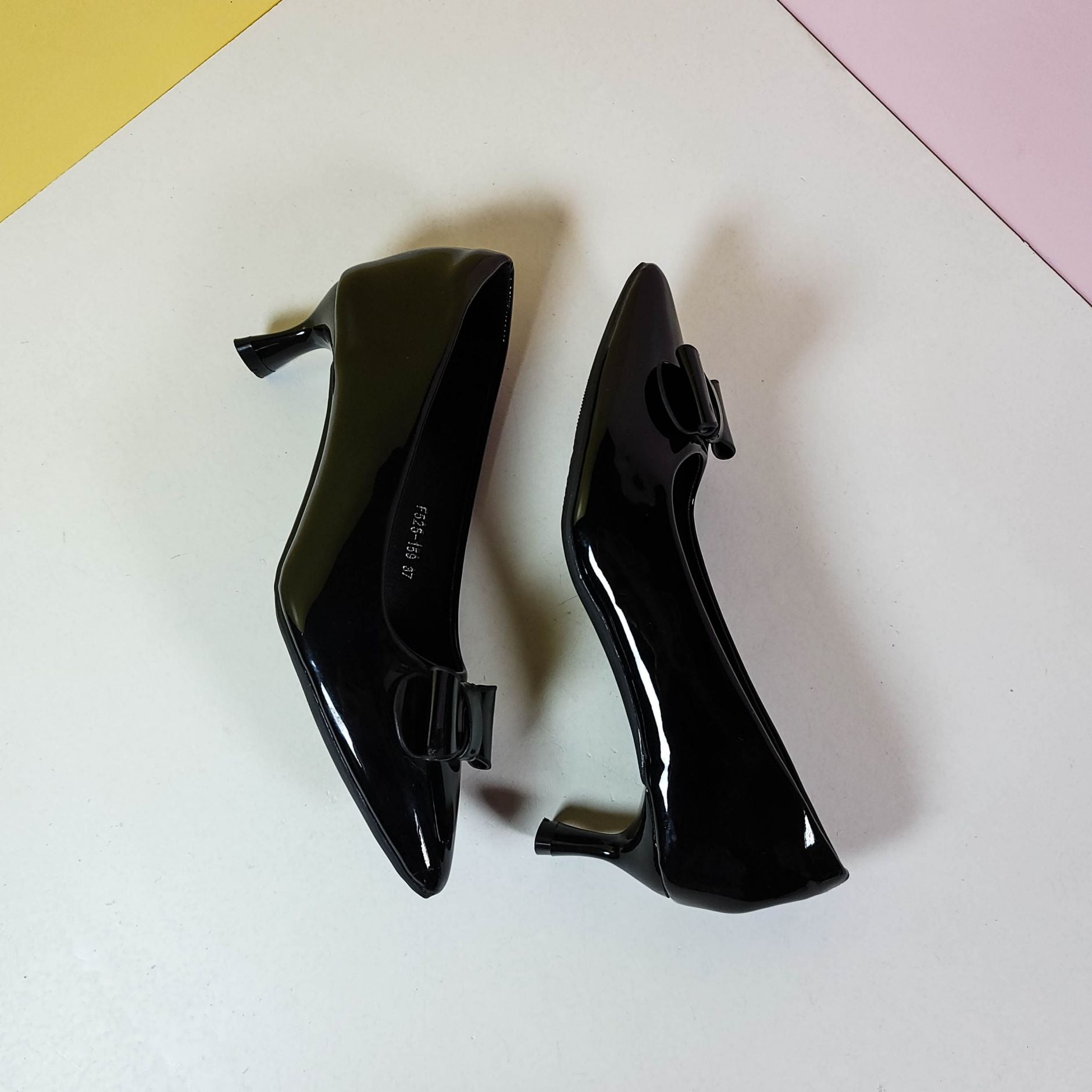 Plain Tie Kitten Heels Black - toastitoes 