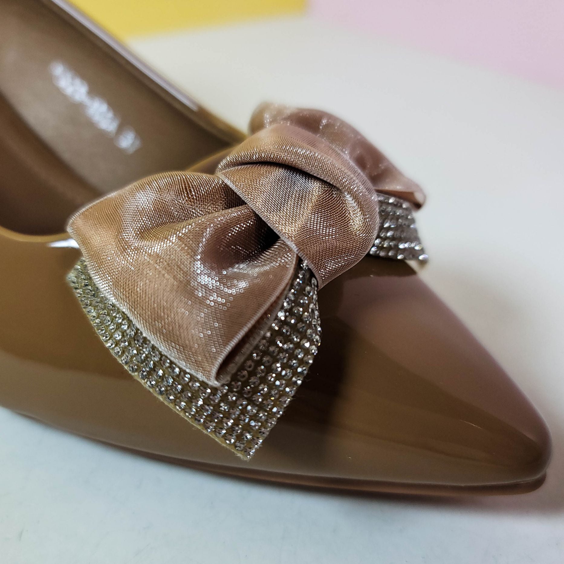 Bow Tie Tie Kitten Heels Brown - toastitoes 