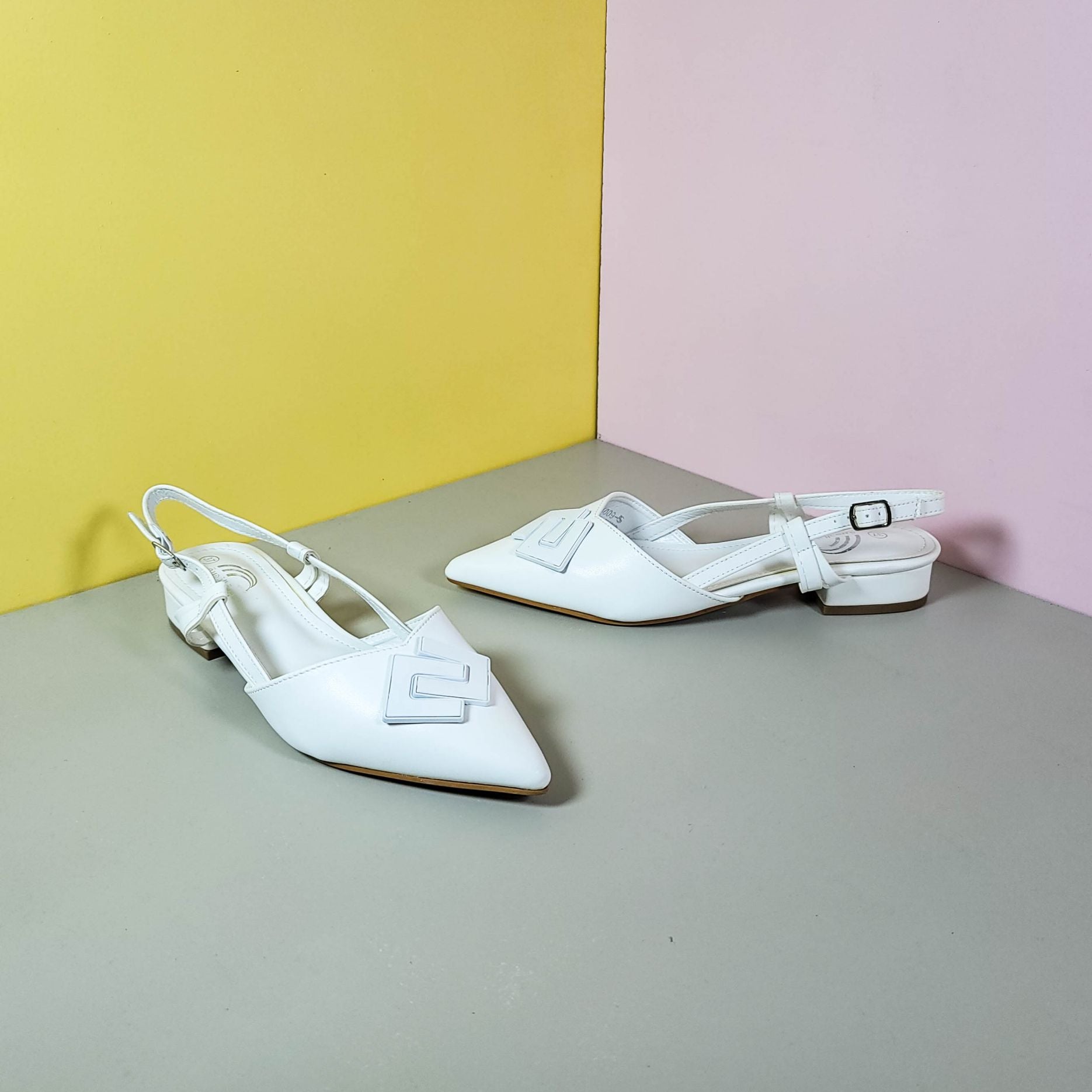 Low Block Heel Pumps White - toastitoes 