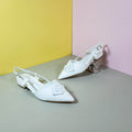 Low Block Heel Pumps White - toastitoes 