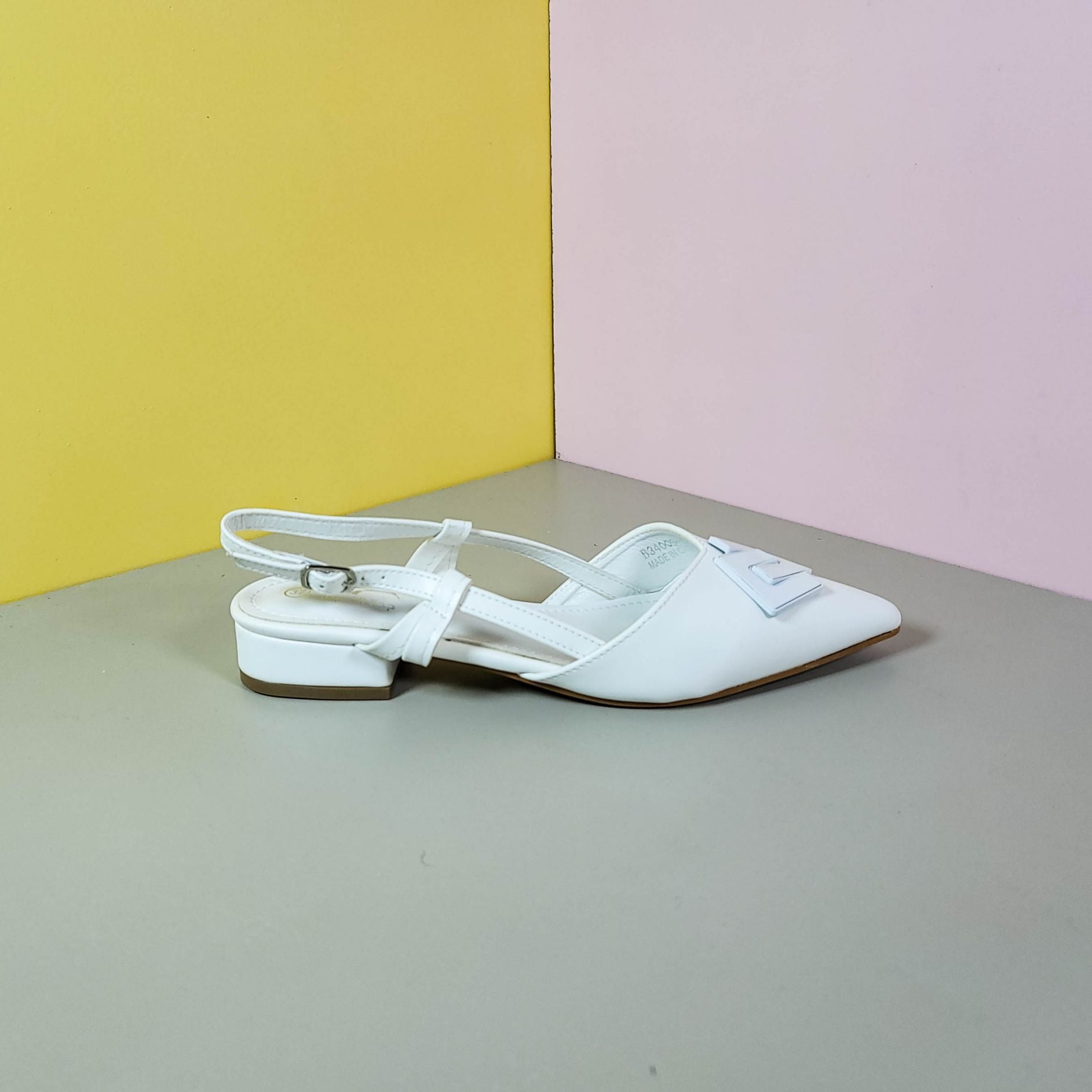 Low Block Heel Pumps White - toastitoes 