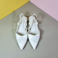 Low Block Heel Pumps White - toastitoes 