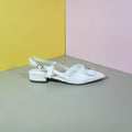 Low Block Heel Pumps White - toastitoes 