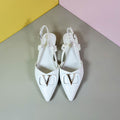 Low Block Heel Pumps White - toastitoes 