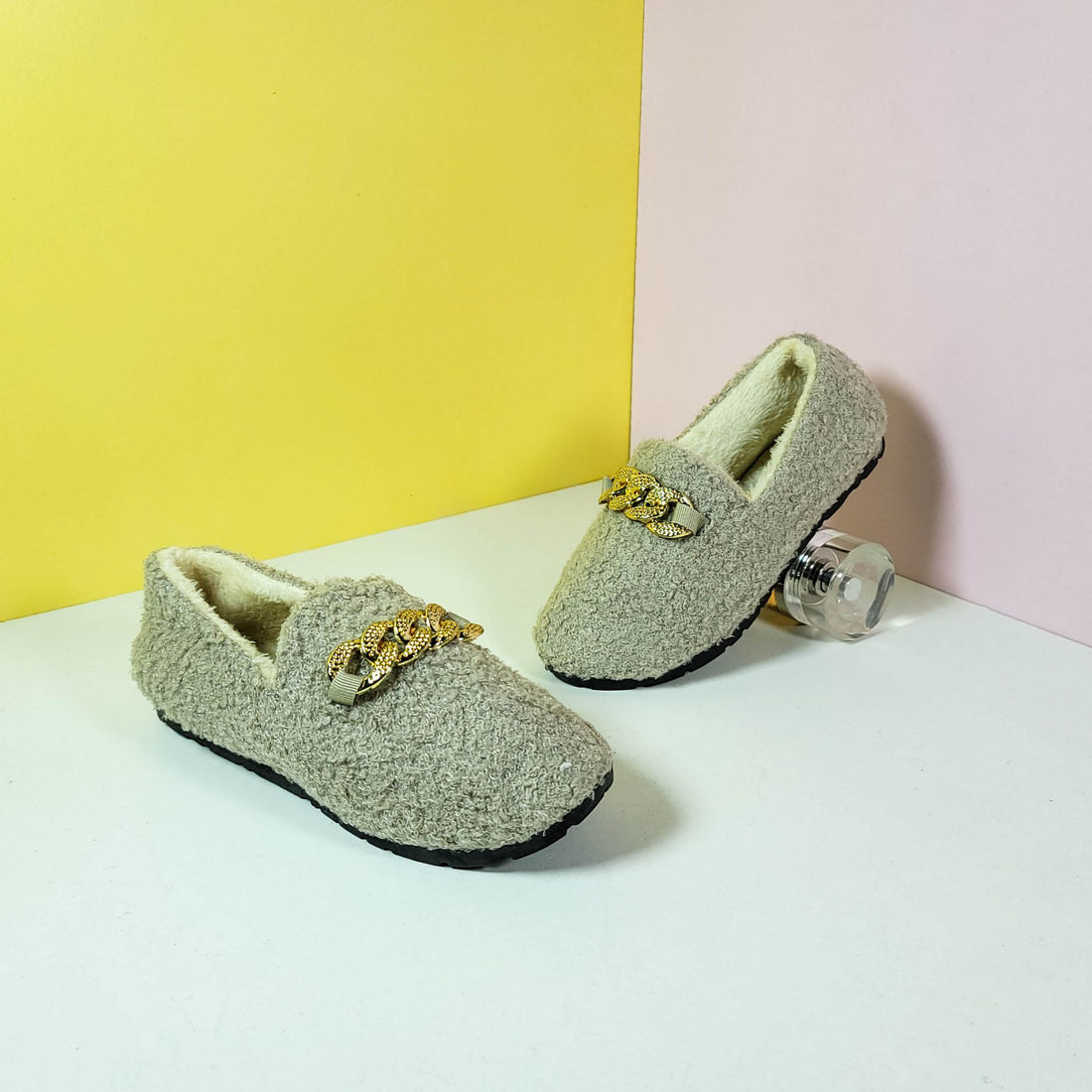 Cozy Fur Buckle Women Shoes Grey - toastitoes 