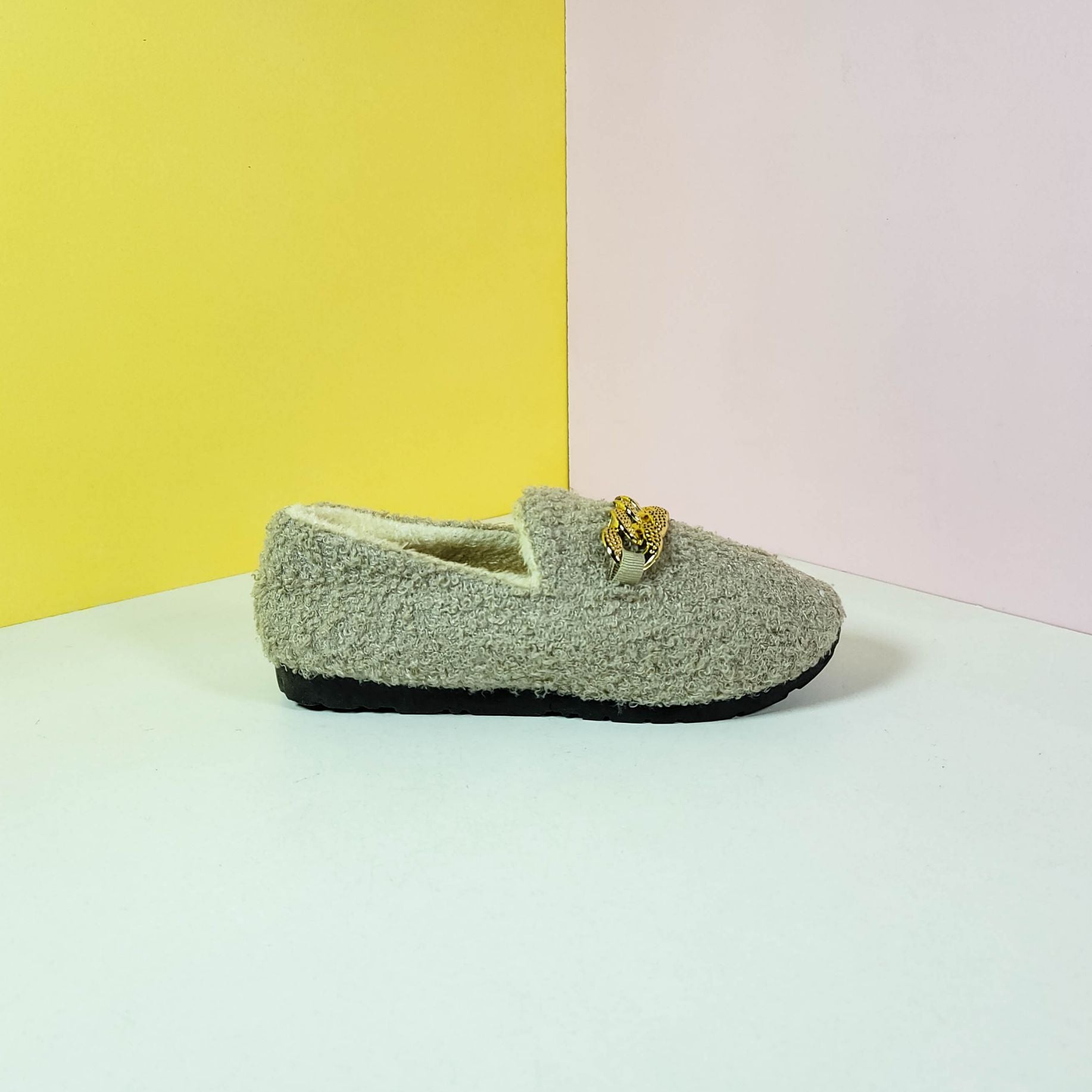 Cozy Fur Buckle Women Shoes Grey - toastitoes 