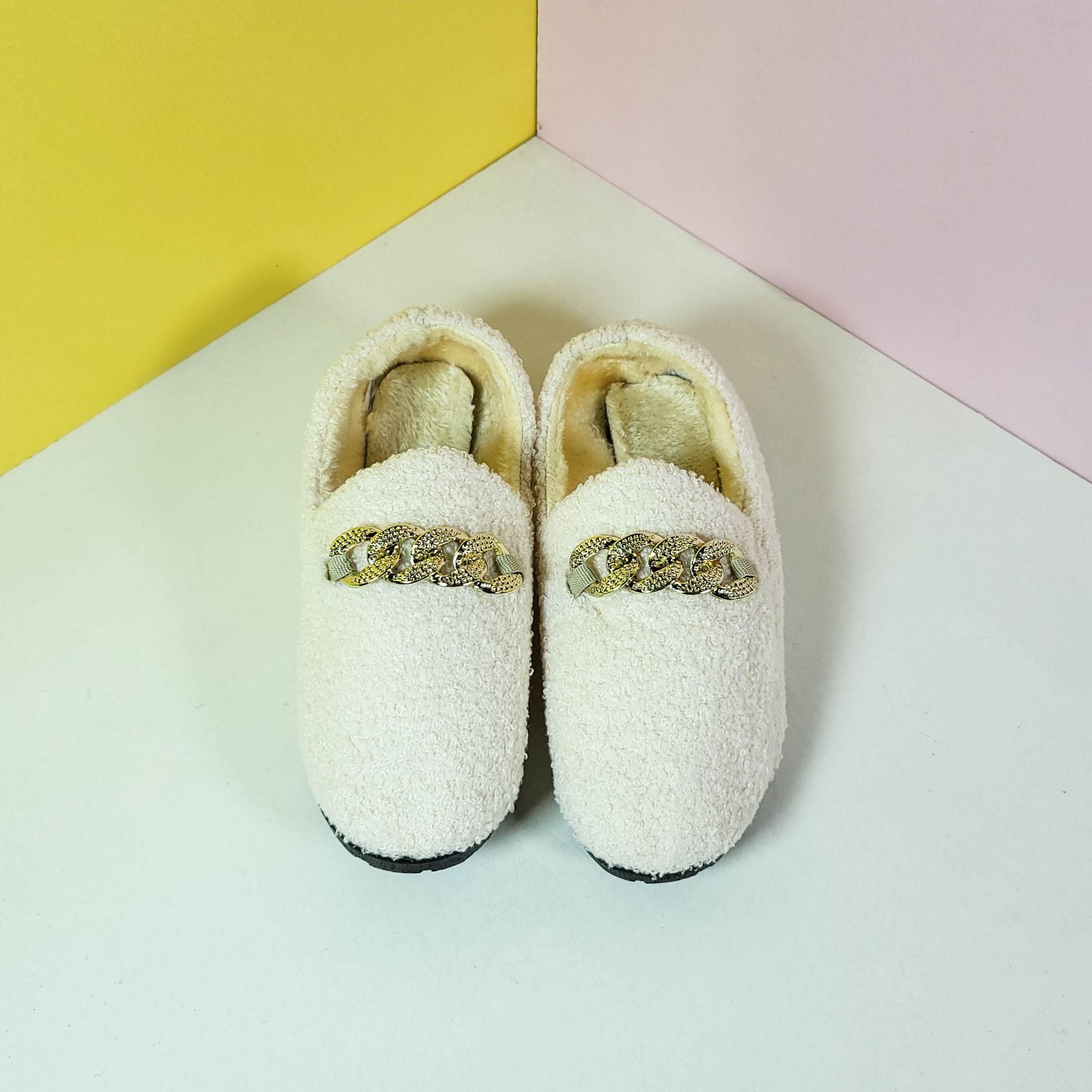 Cozy Fur Buckle Women Shoes White - toastitoes 