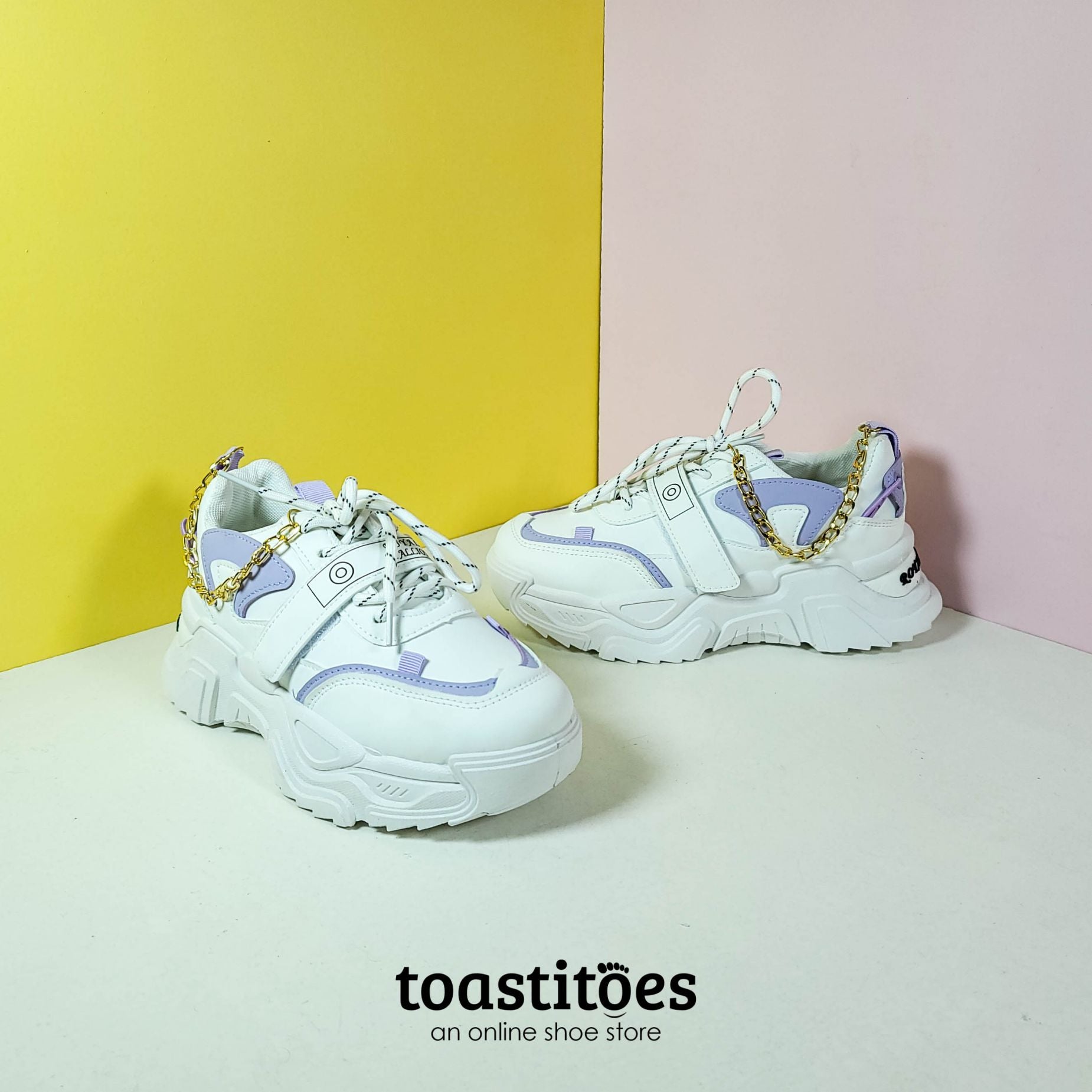 Thick Sole Women Sneakers White/Purple - toastitoes 