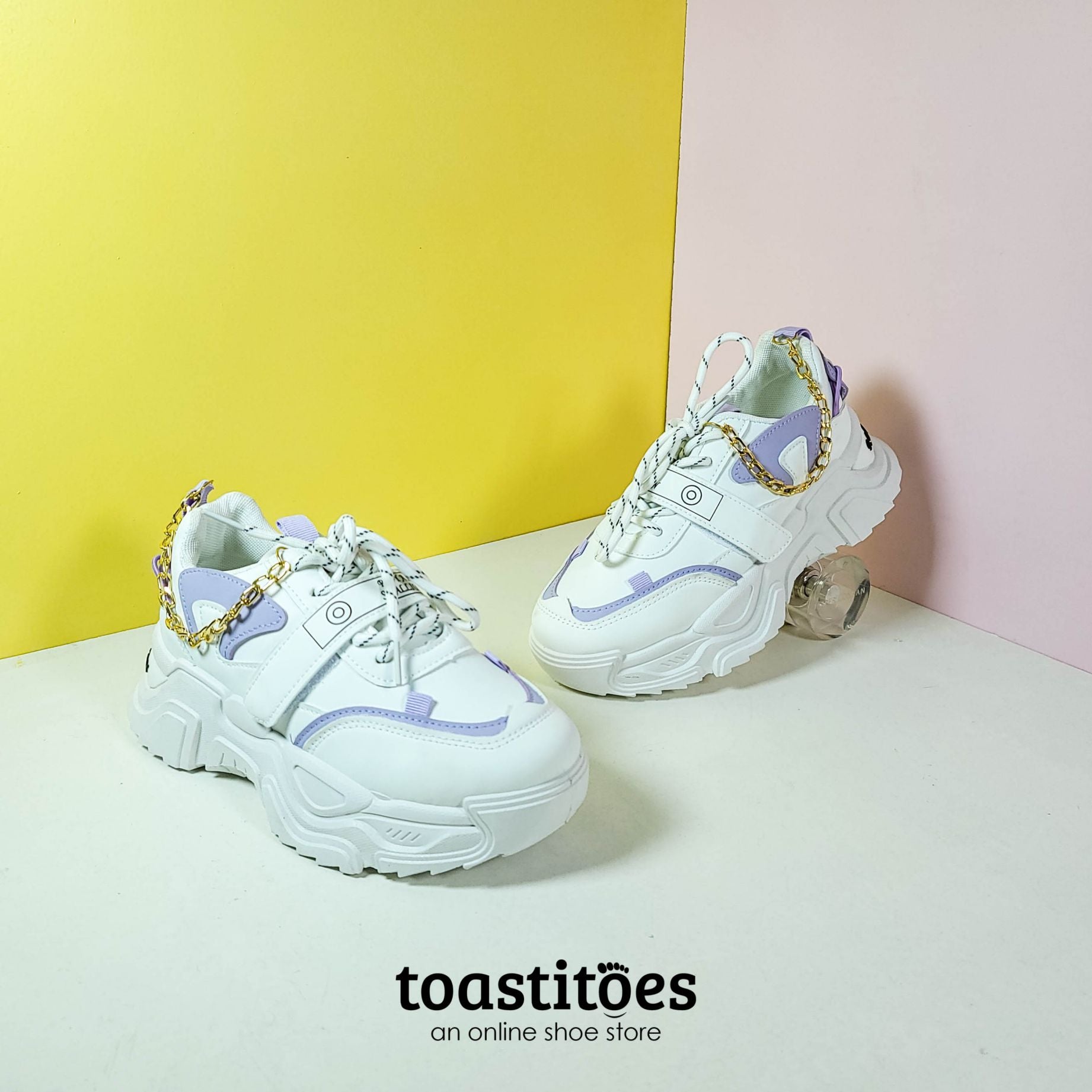 Thick Sole Women Sneakers White/Purple - toastitoes 