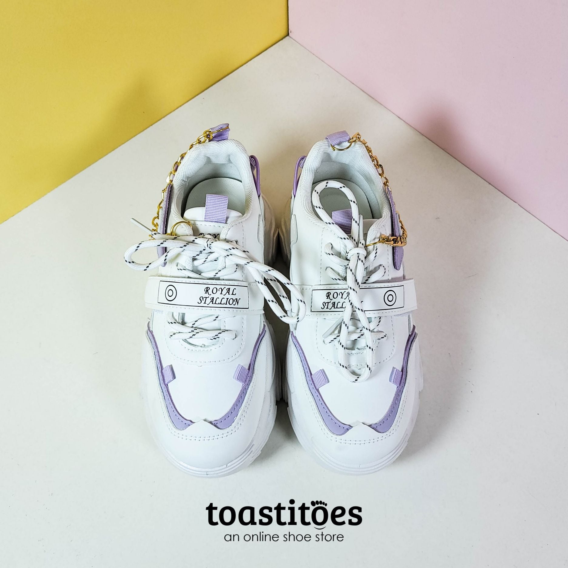 Thick Sole Women Sneakers White/Purple - toastitoes 