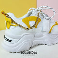 Thick Sole Women Sneakers White/Yellow - toastitoes 