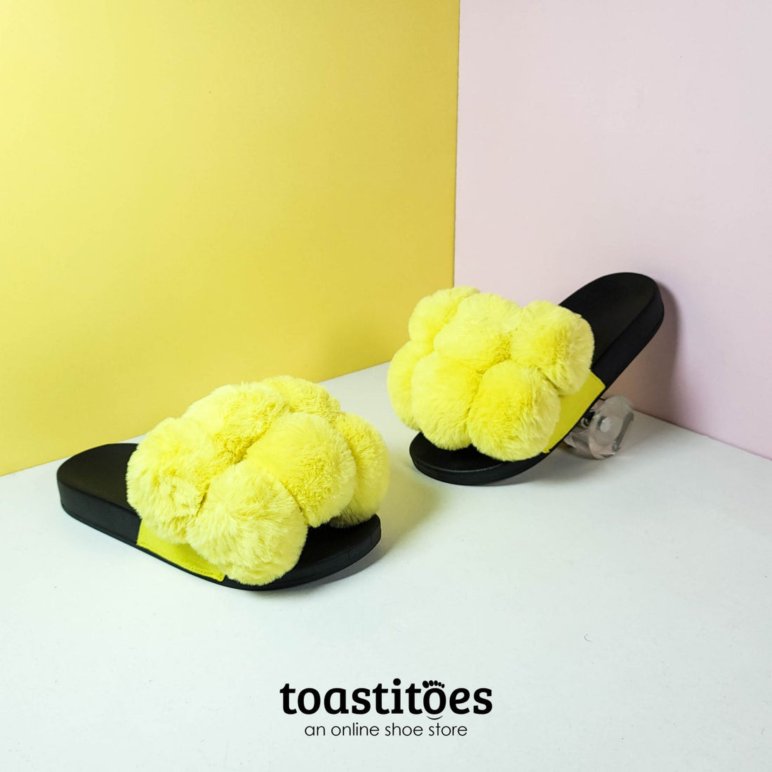 Summer Pom Pom Flip Flops Yellow - toastitoes 