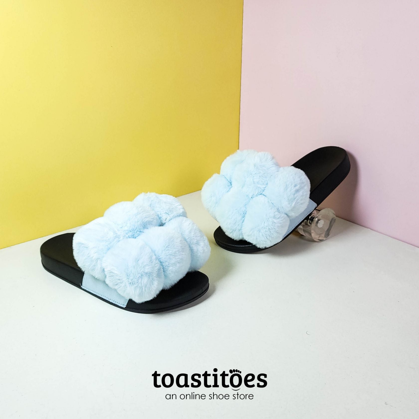 Summer Pom Pom Flip Flops Blue - toastitoes 