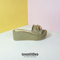 Shimmery Chunky Sole Buckle Slippers Gold - toastitoes 