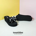 Chunky Sole Bow Tie Slippers Black - toastitoes 