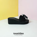 Chunky Sole Bow Tie Slippers Black - toastitoes 