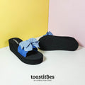 Chunky Sole Bow Tie Slippers Blue - toastitoes 