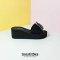 Chunky Sole Bow Tie Slippers Black - toastitoes 