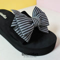 Chunky Sole Bow Tie Slippers Black - toastitoes 