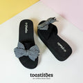 Chunky Sole Bow Tie Slippers Black - toastitoes 