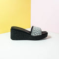 Chunky Sole Fancy Slippers Black - toastitoes 