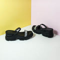 Chunky Sole Band Sandals/Slippers Black - toastitoes 