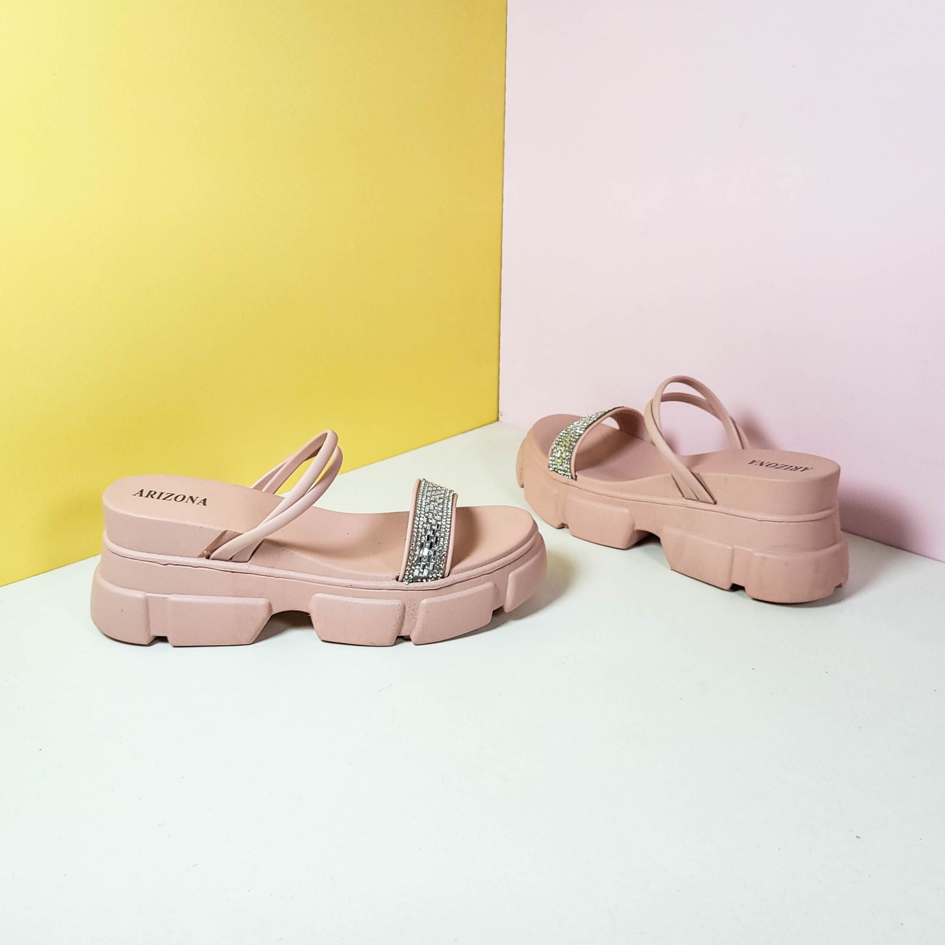 Chunky Sole Band Sandals/Slippers Pink - toastitoes 