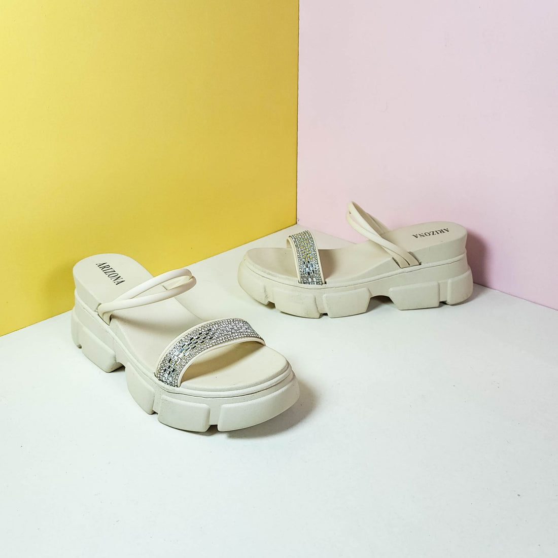 Chunky Sole Band Sandals/Slippers Beige - toastitoes 