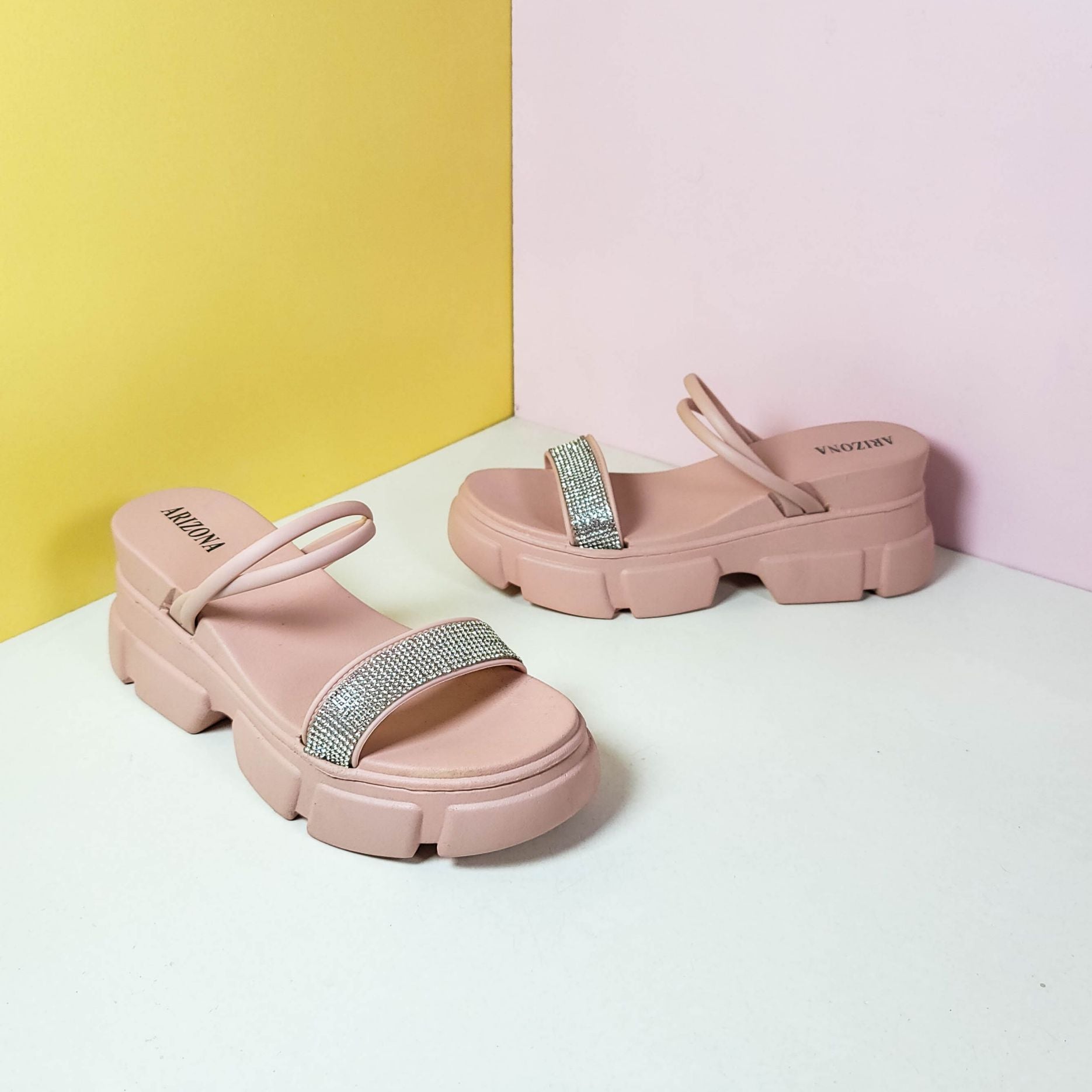 Chunky Sole Band Sandals/Slippers Pink - toastitoes 