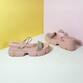 Chunky Sole Band Sandals/Slippers Pink - toastitoes 