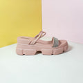 Chunky Sole Band Sandals/Slippers Pink - toastitoes 