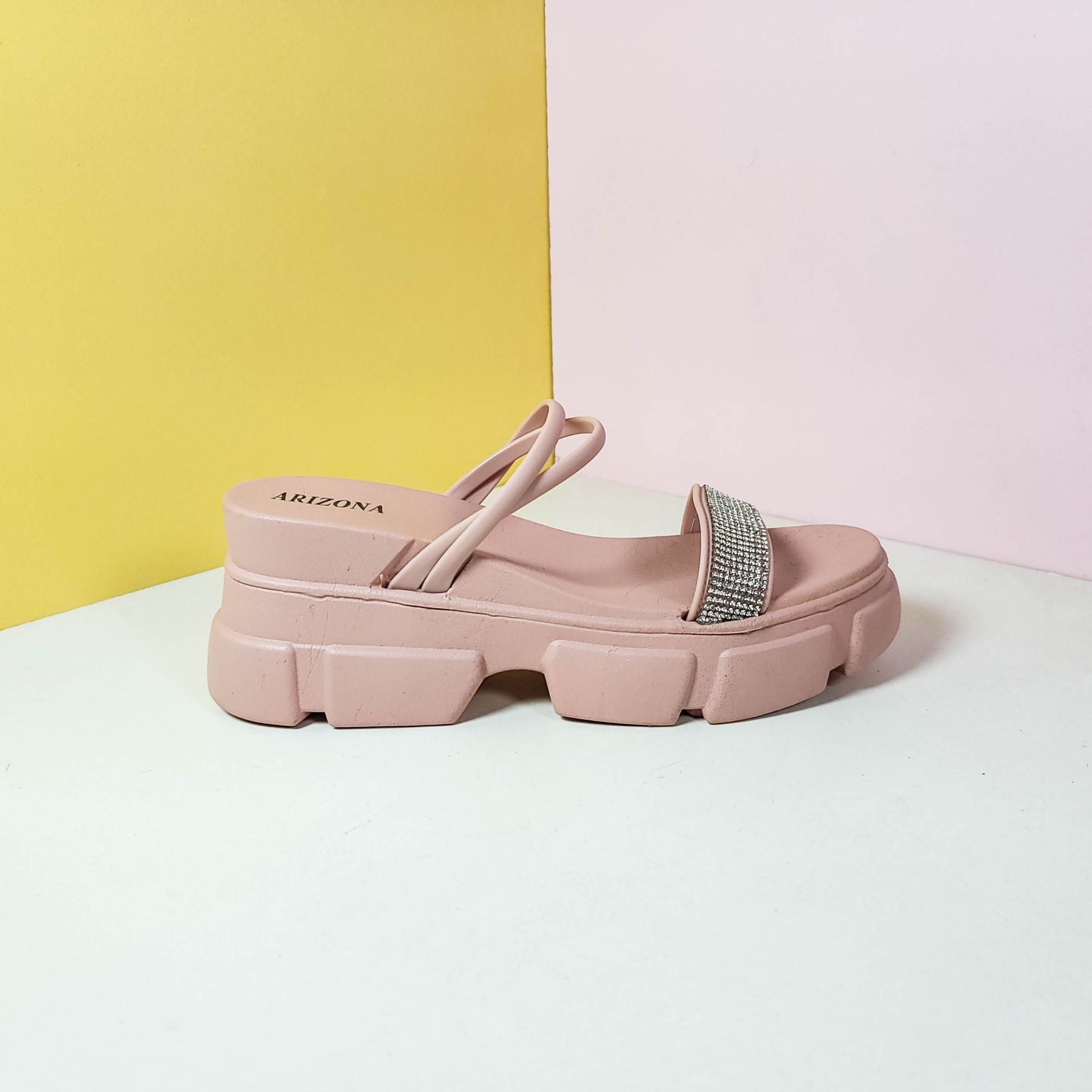 Chunky Sole Band Sandals/Slippers Pink - toastitoes 