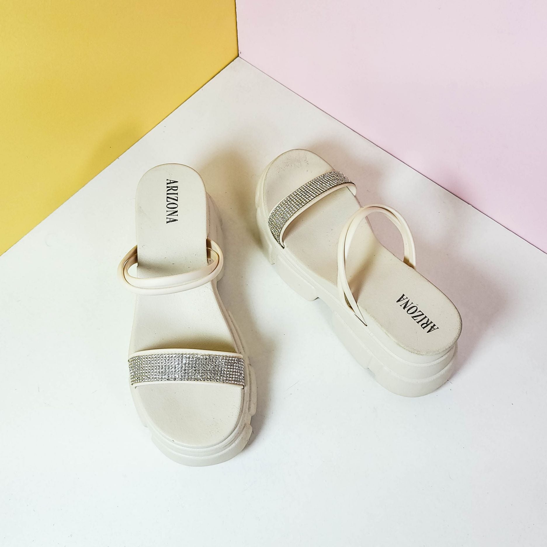 Chunky Sole Band Sandals/Slippers Beige - toastitoes 