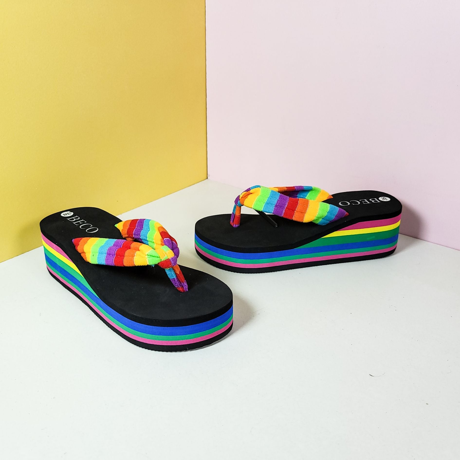 Chunky Sole Rainbow Scissors Slippers - toastitoes 