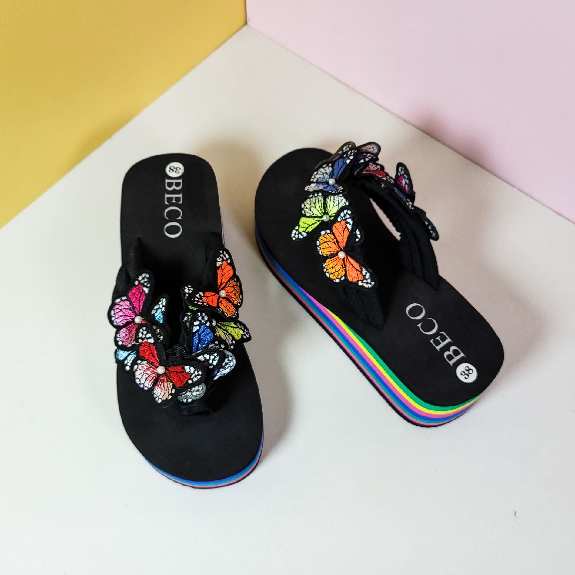 Chunky Sole Butterfly Scissors Slippers - toastitoes 