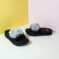 Thick Sole Flowers Slippers Black - toastitoes 