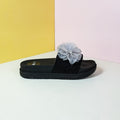 Thick Sole Flowers Slippers Black - toastitoes 