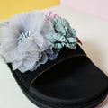 Thick Sole Flowers Slippers Black - toastitoes 