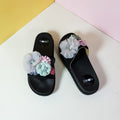 Thick Sole Flowers Slippers Black - toastitoes 