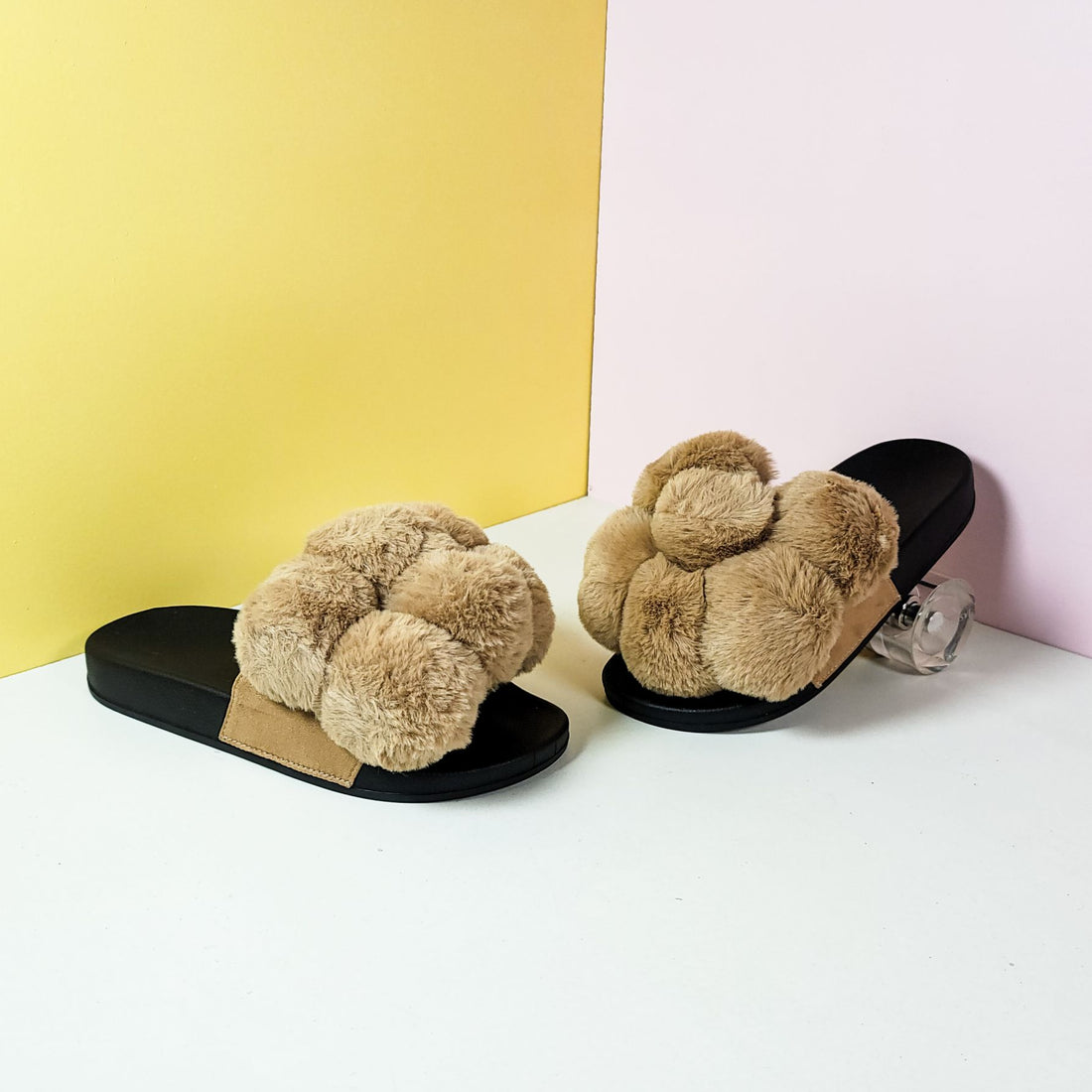 Summer Pom Pom Flip Flops Brown - toastitoes 