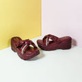 Chunky Sole Comfort Slippers Maroon - toastitoes 