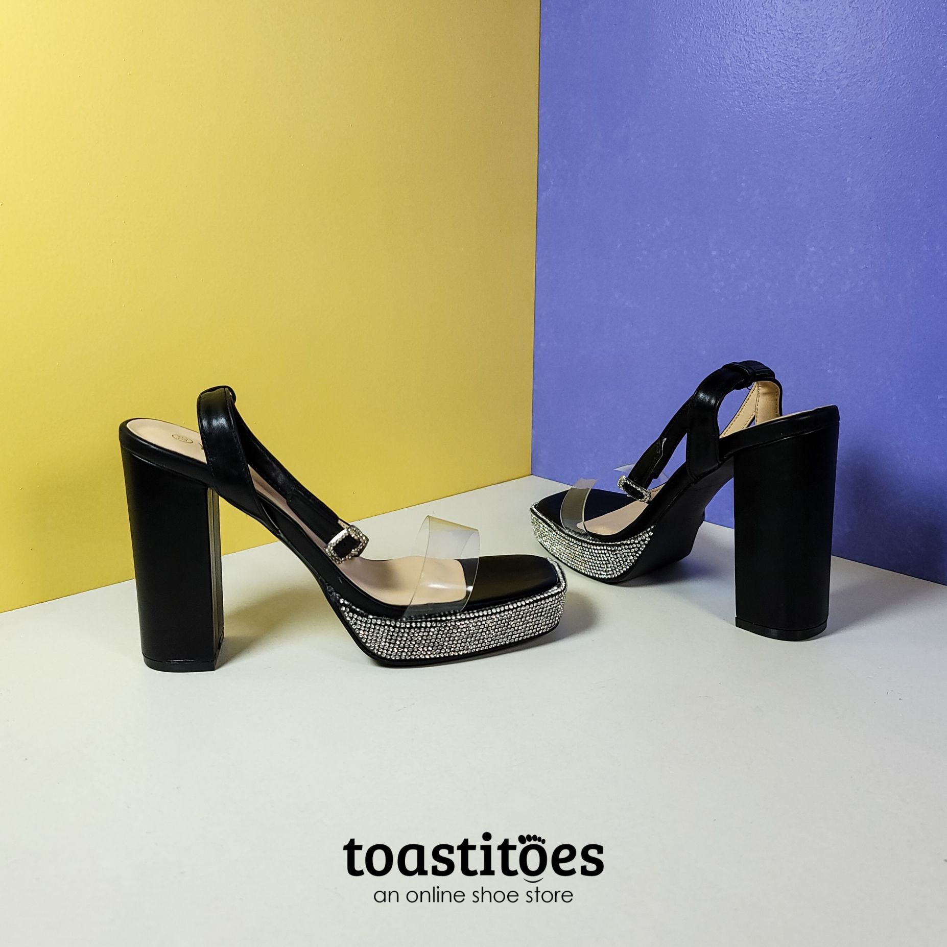 5" Block High Heels Black - toastitoes 