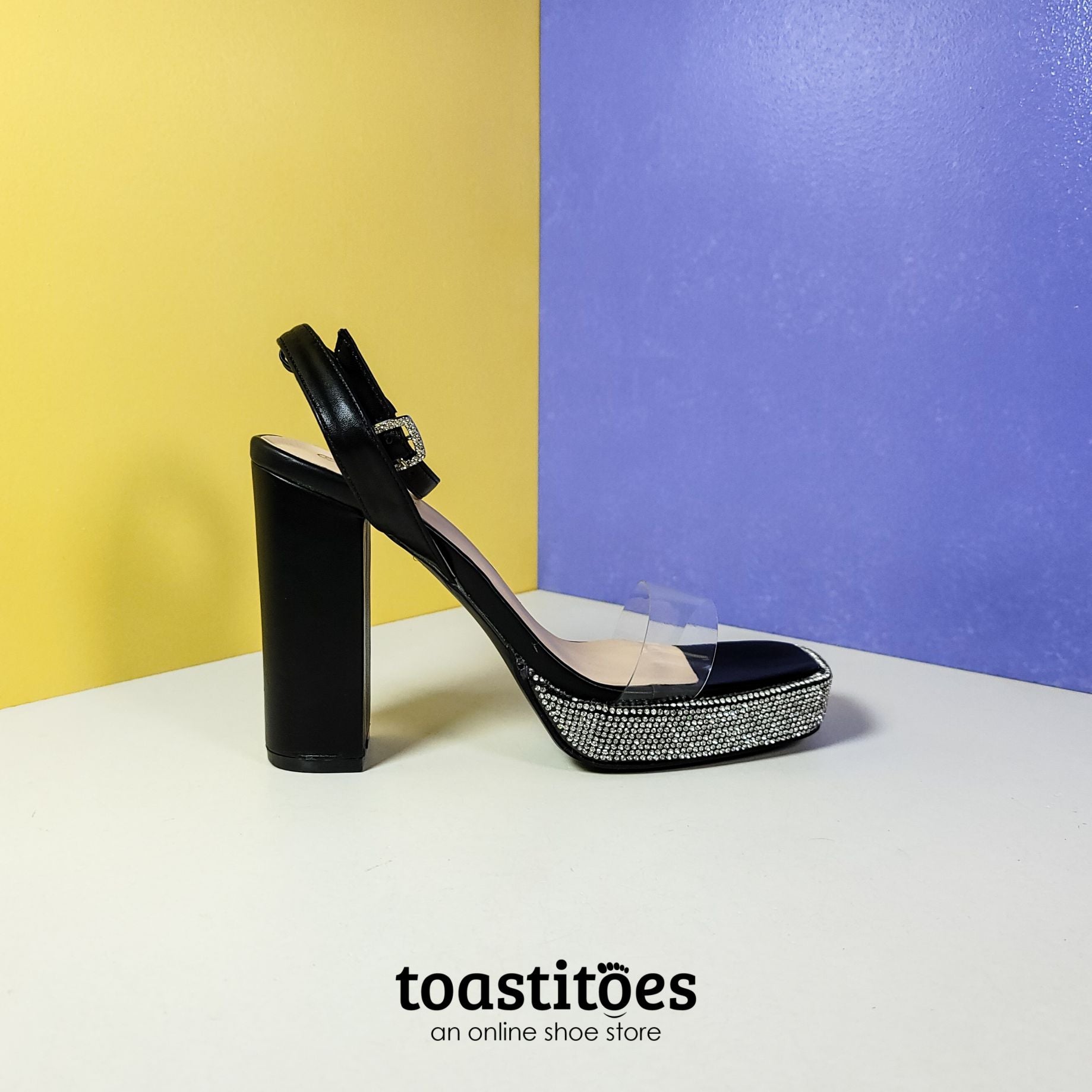 5" Block High Heels Black - toastitoes 