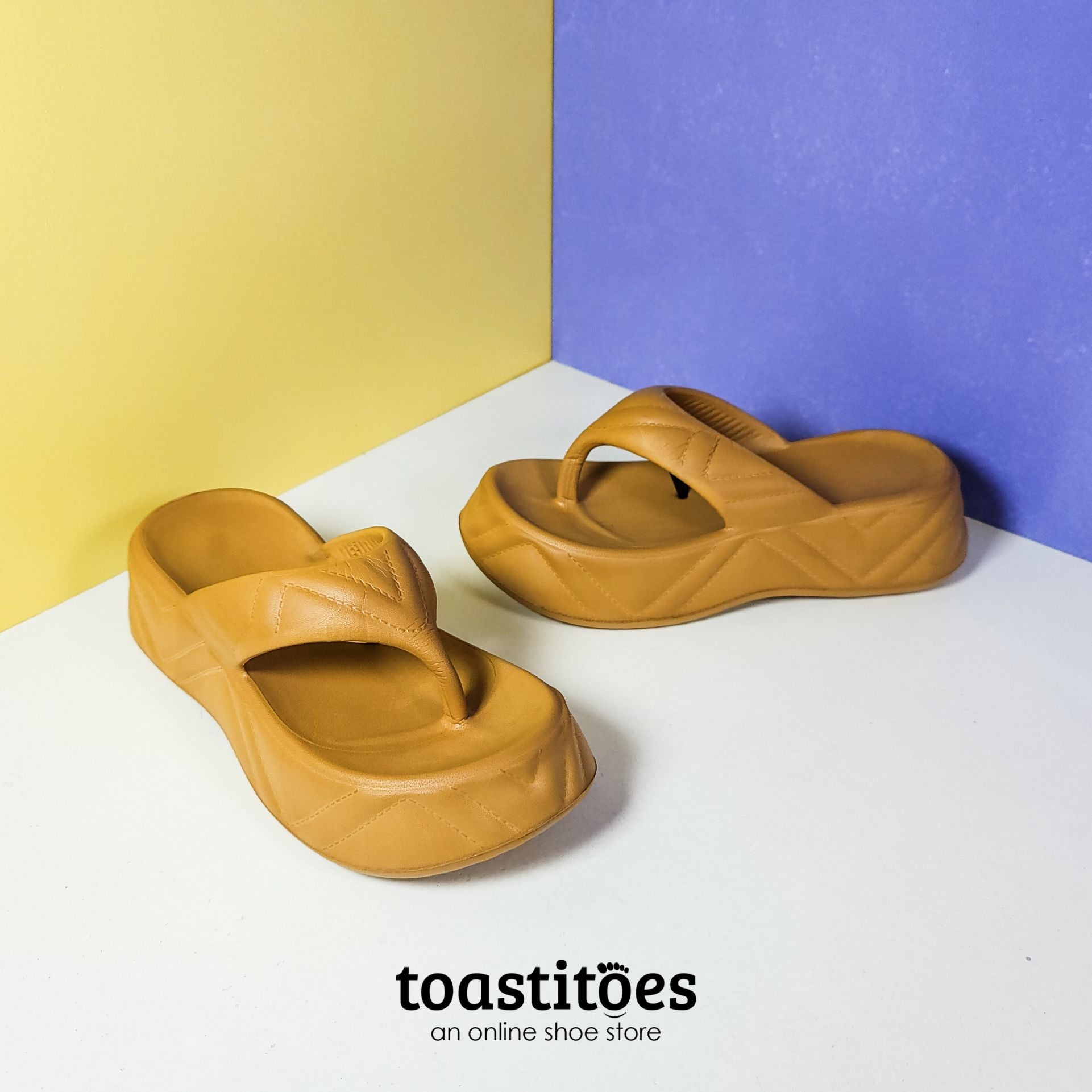 Eva Chunky Sole Thong Slippers Camel - toastitoes 