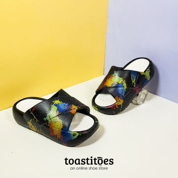 Eva Thick Sole Printed Slippers Black - toastitoes 